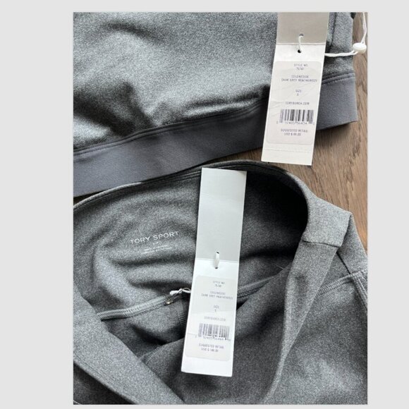 Tory Burch Sport Chevron Weightless Athletic Set Gray Leggings & Bra Size S NWT - Picture 3 of 7